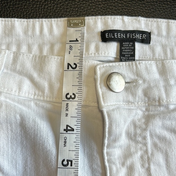 Eileen Fisher White Denim Skinny Organic Cotton Blend Straight Jean Sz 8 - Picture 12 of 13
